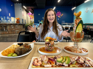 young woman taking food pictures for instagram