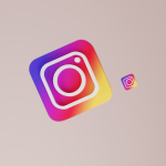 Instagram logo on a mauve background.